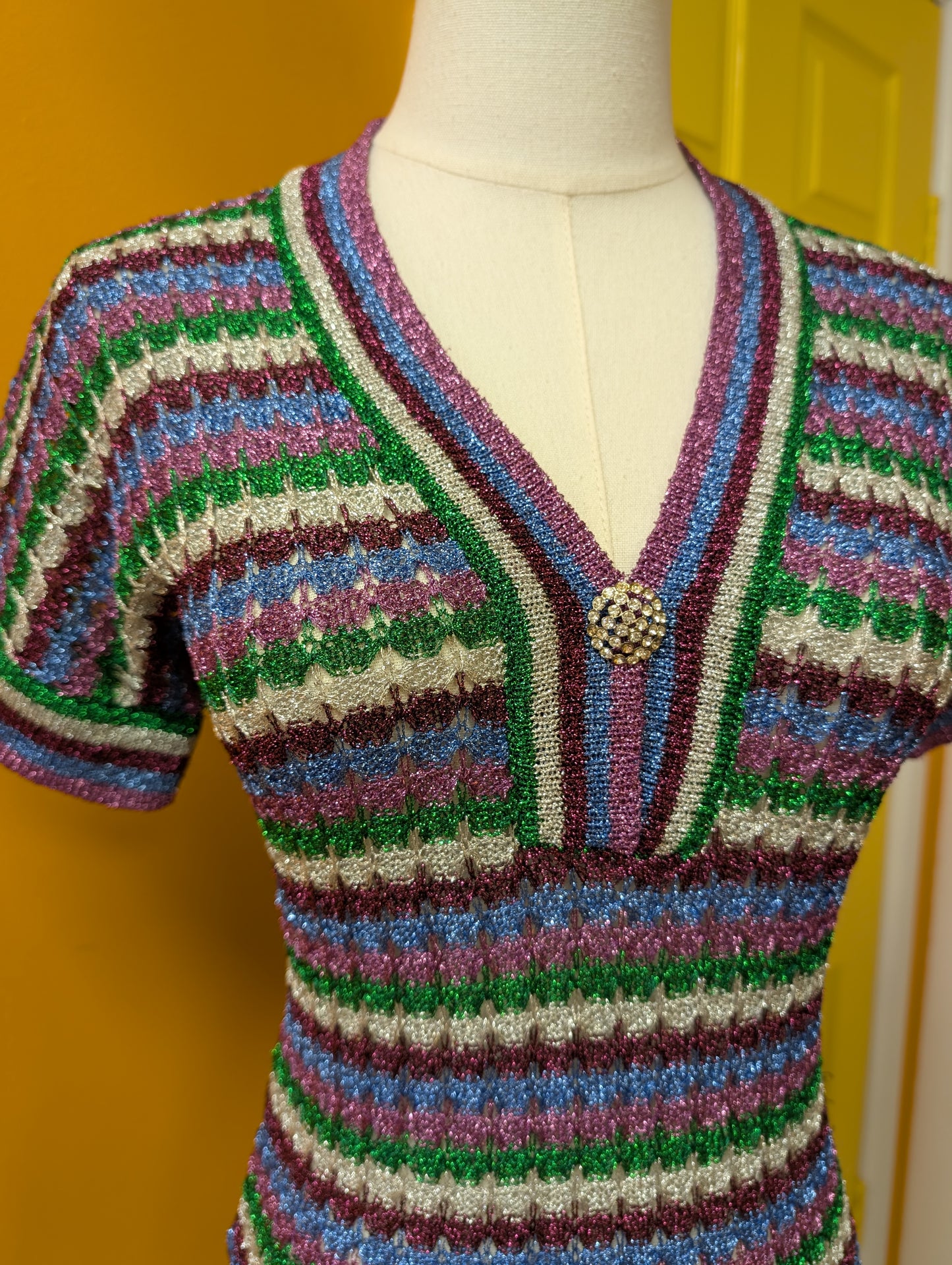 1970s lurex knit top - XS/S