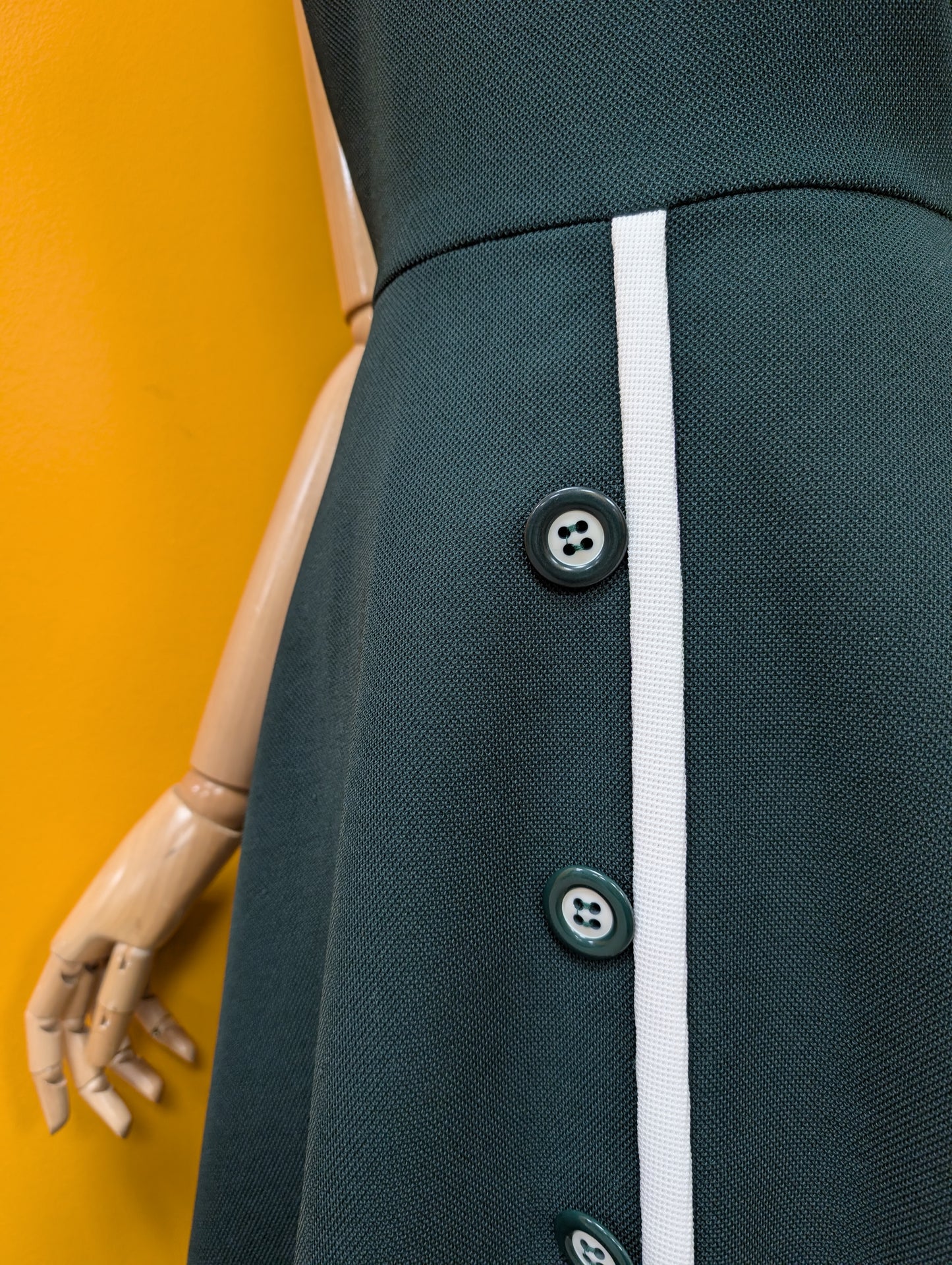60s/70s Bleeker Street green & white dress - S/10