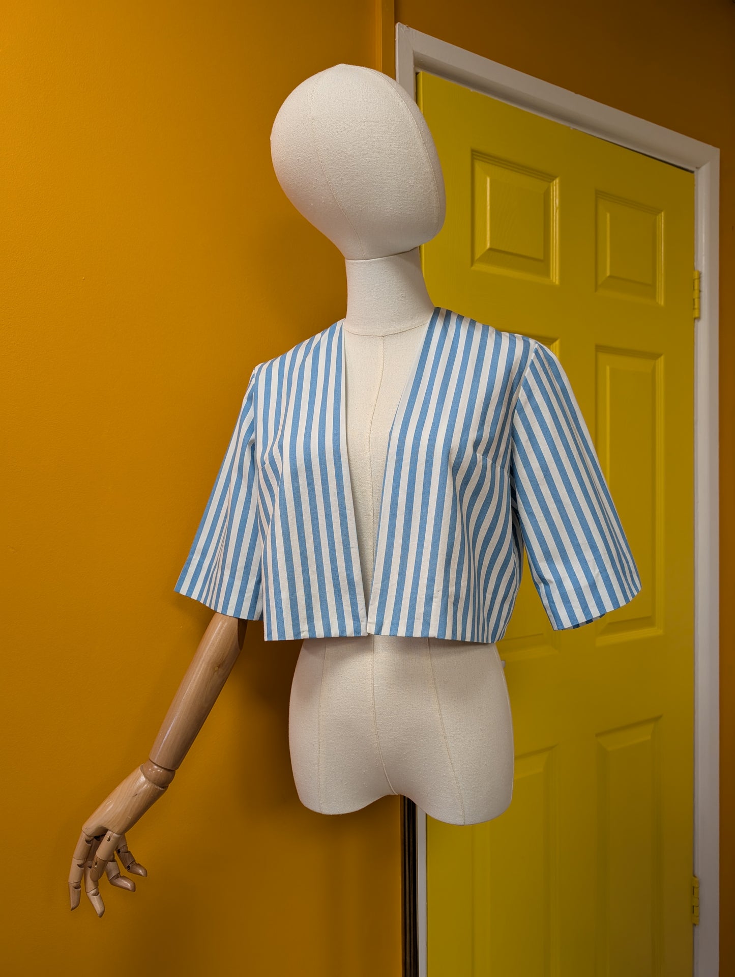 1950s Rembrandt blue/white striped cotton jacket - S/M