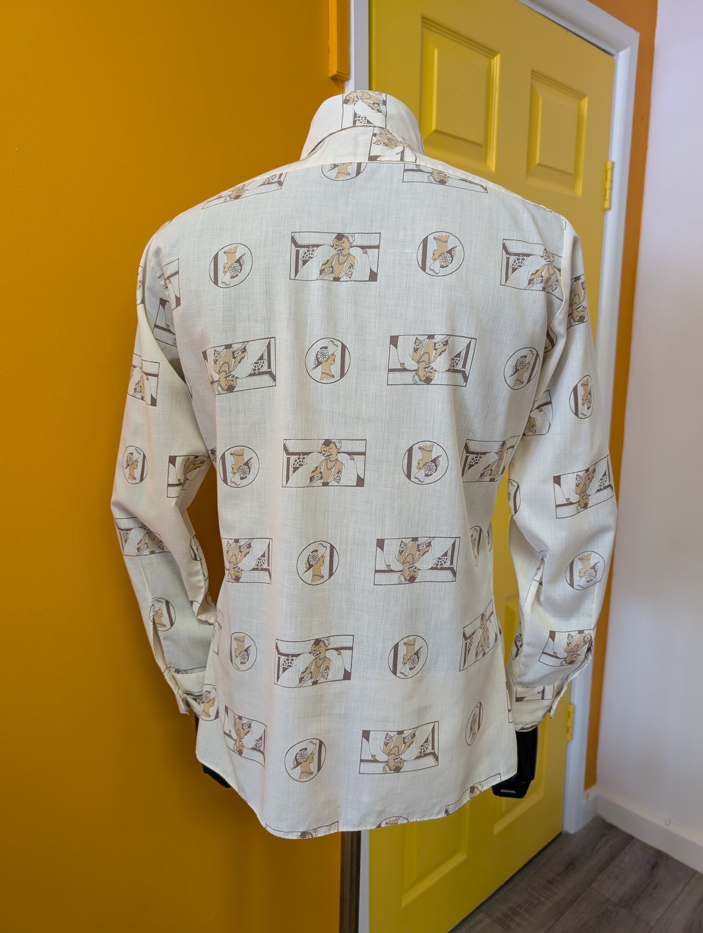1970s Dickens novelty Art Deco print shirt