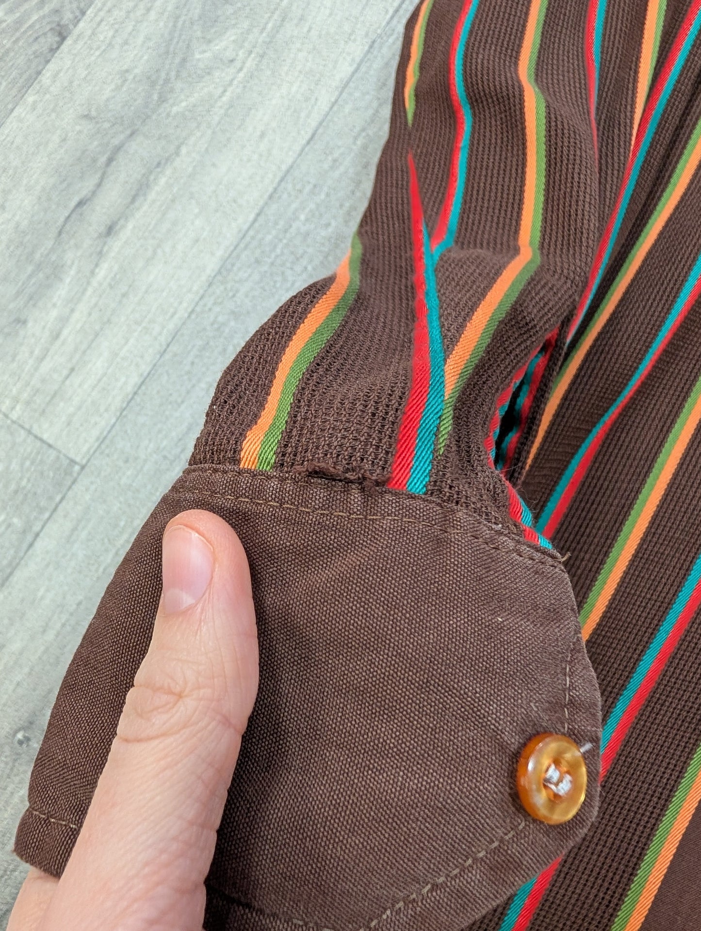 60s/70s brown cotton mesh shirt