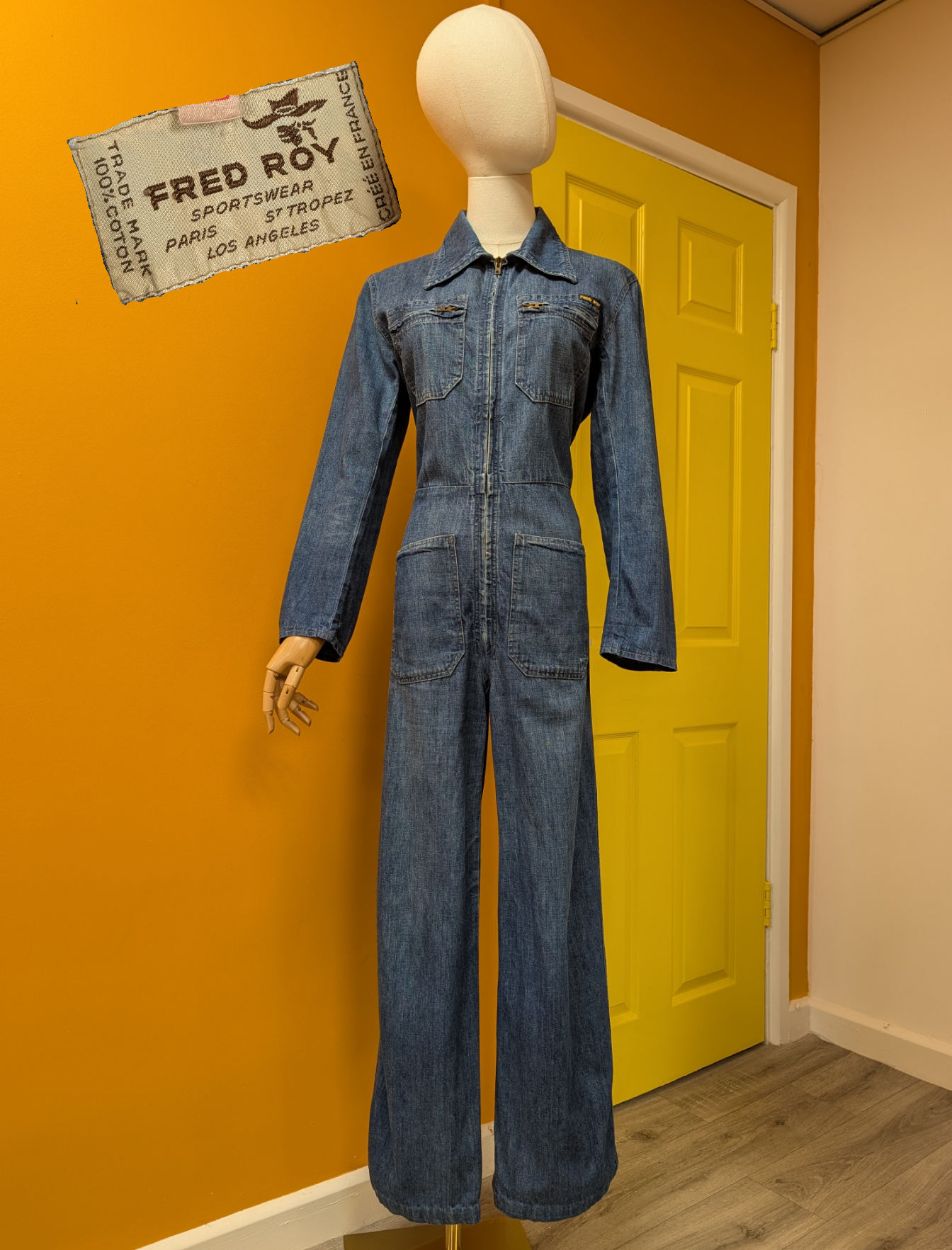 Epic 1970s Fred Roy denim jumpsuit - S/8/10