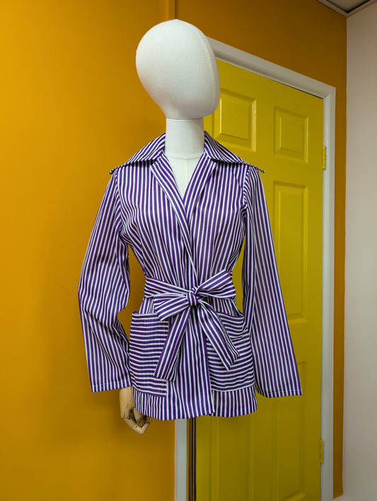 1970s purple & white striped jacket - S