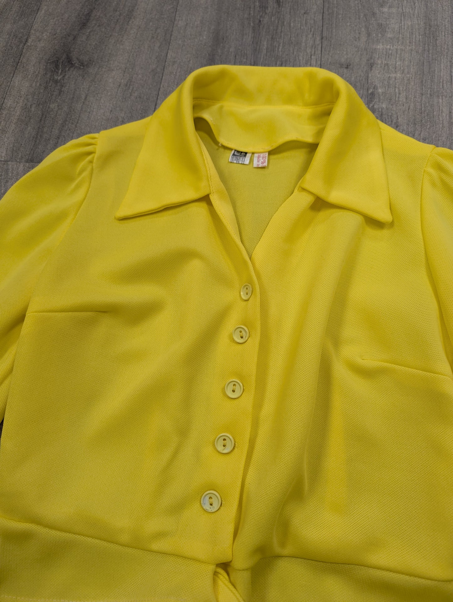 1970s yellow tie waist shirt - S/8