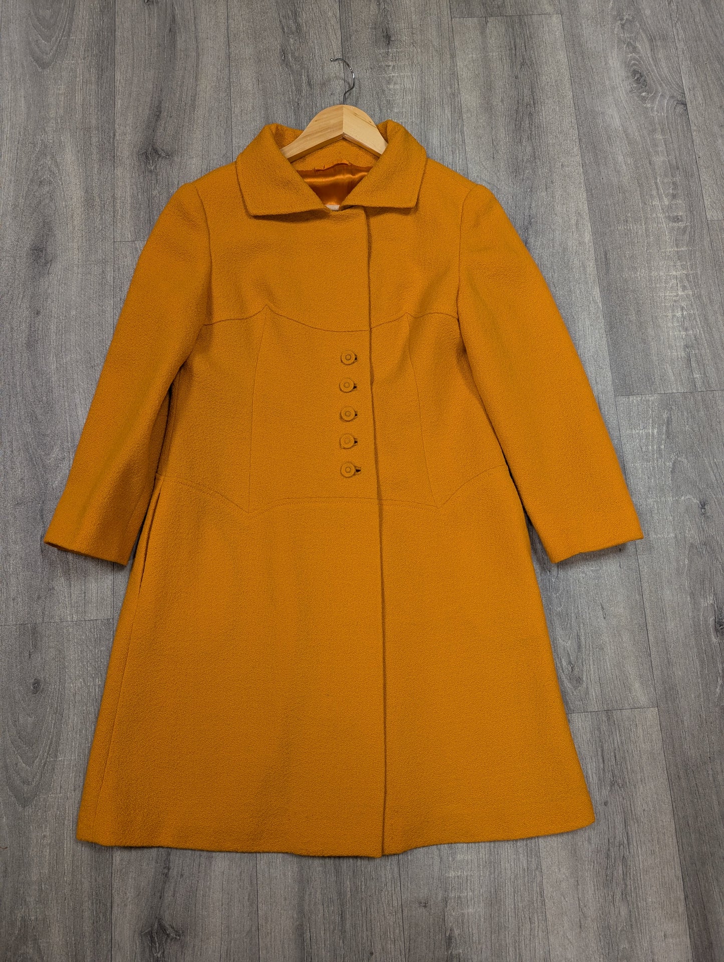 1960s Aubrey Segal orange boucle wool dress & coat - S/8/10
