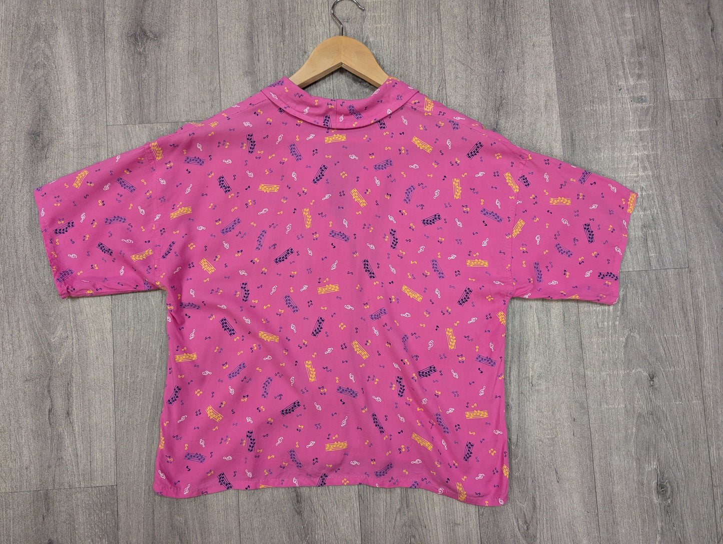 1980s novelty music note print shirt - S