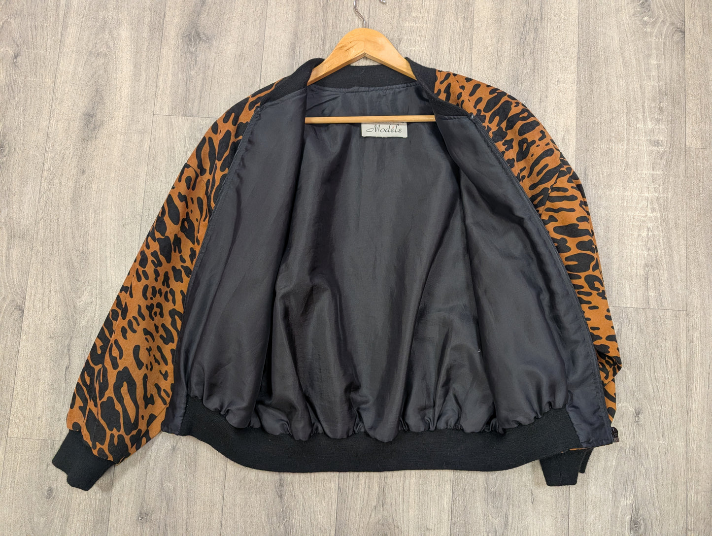 80s/90s leopard print bomber jacket - S