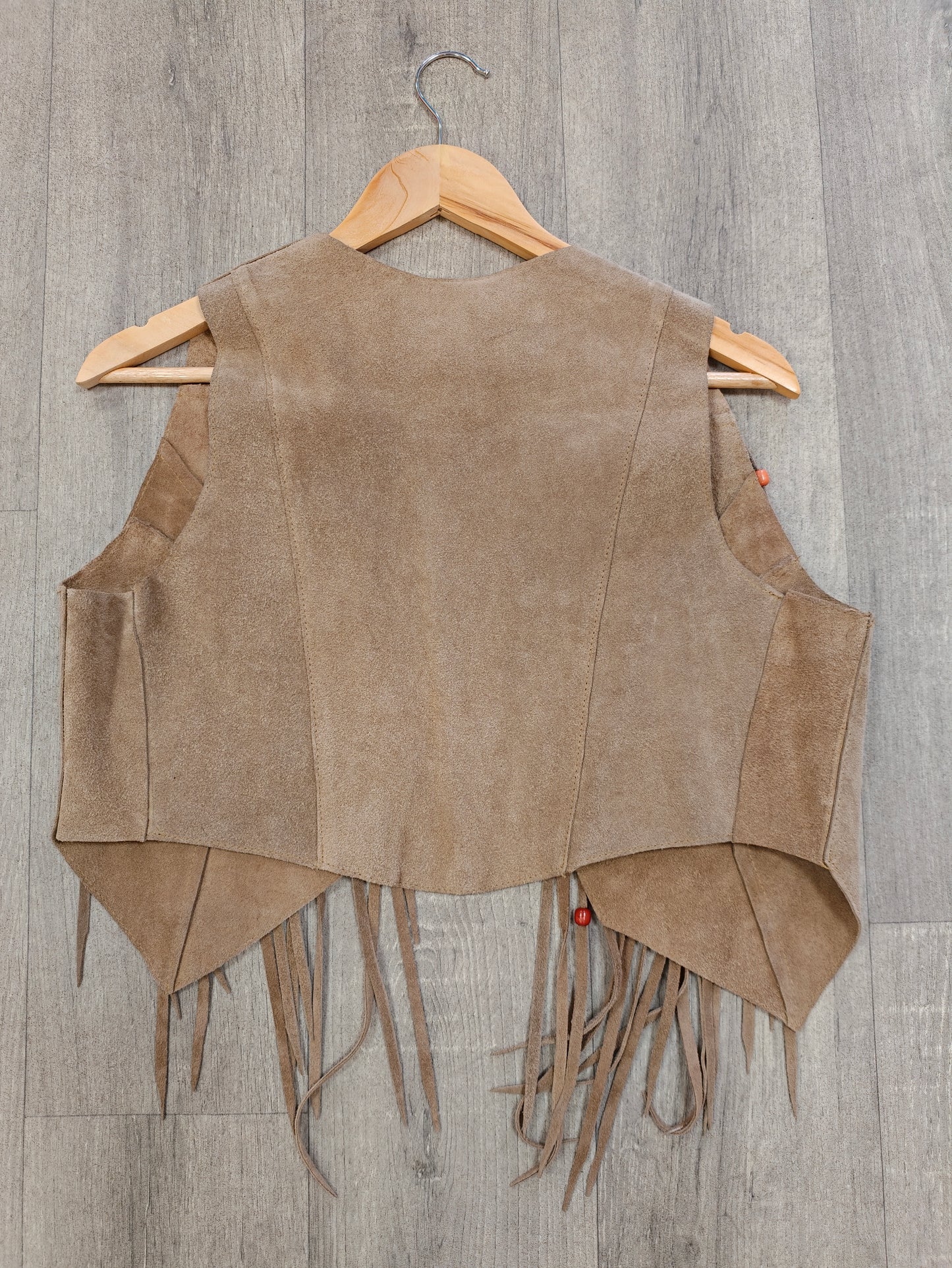 1970s beaded fringed suede skirt & waistcoat - M/12/14