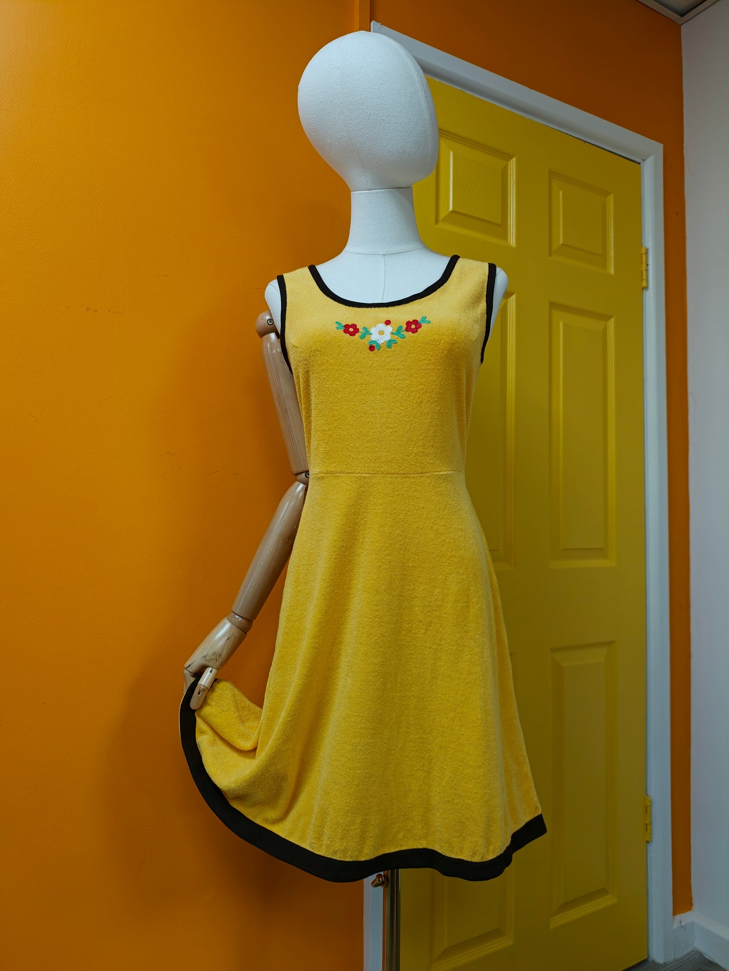 St Michael yellow towelling dress - S/8/10