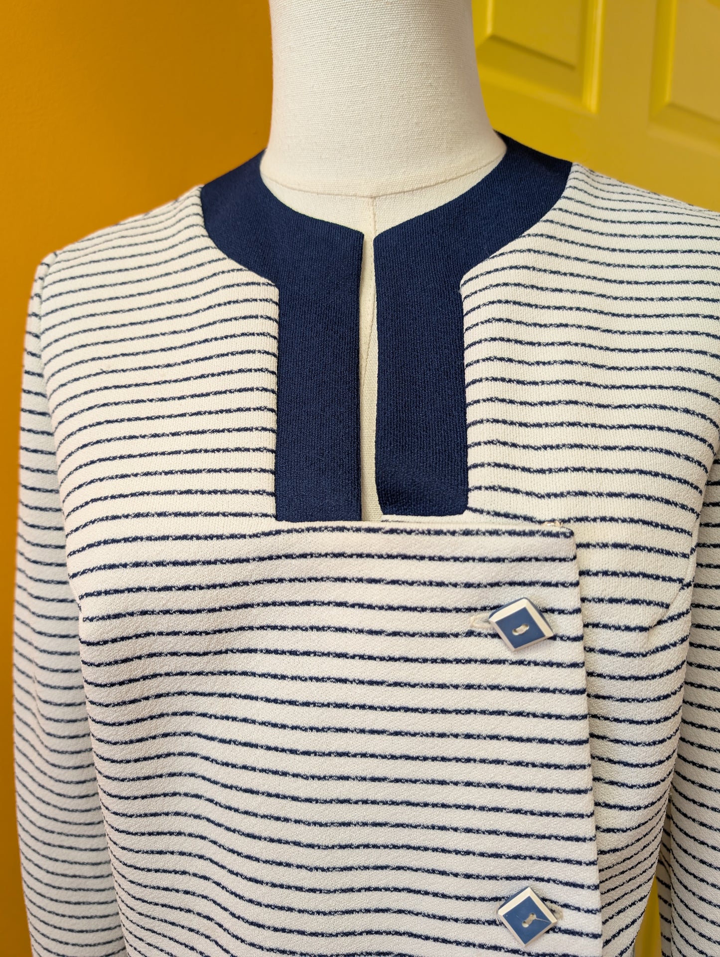 1960s David Barnes crimplene striped tunic/top - M
