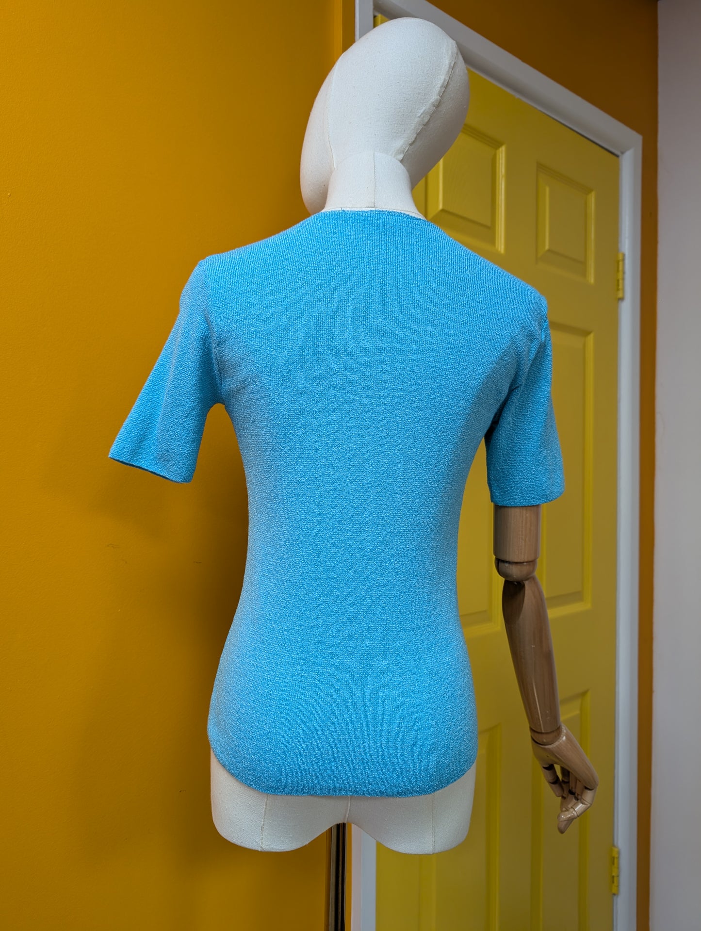1970s Richard Shops blue lace up top - XS/S
