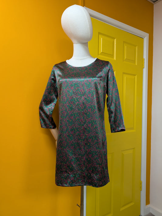 1960s green paisley mini dress - S/10