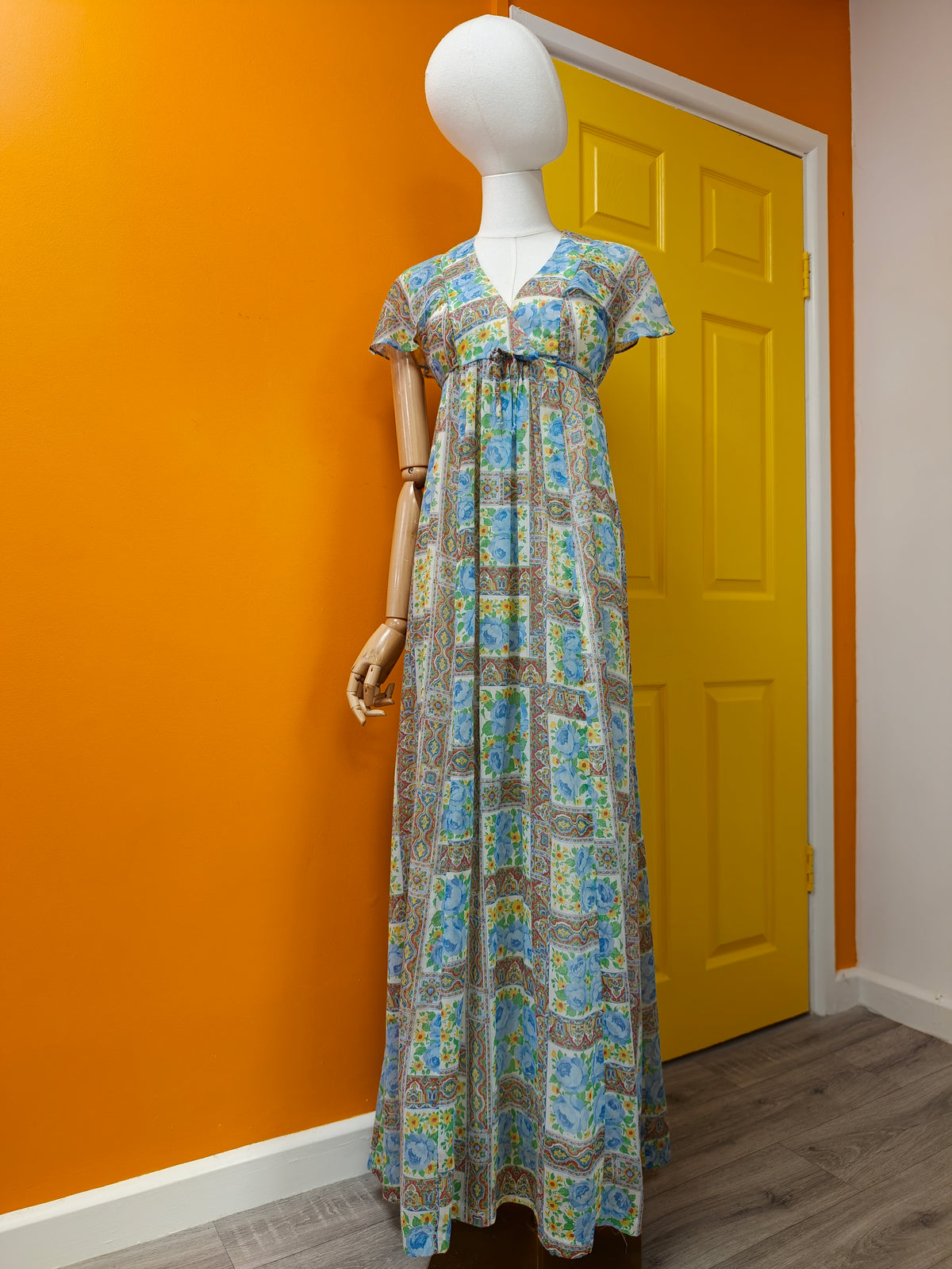 1970s floral maxi dress - M/12
