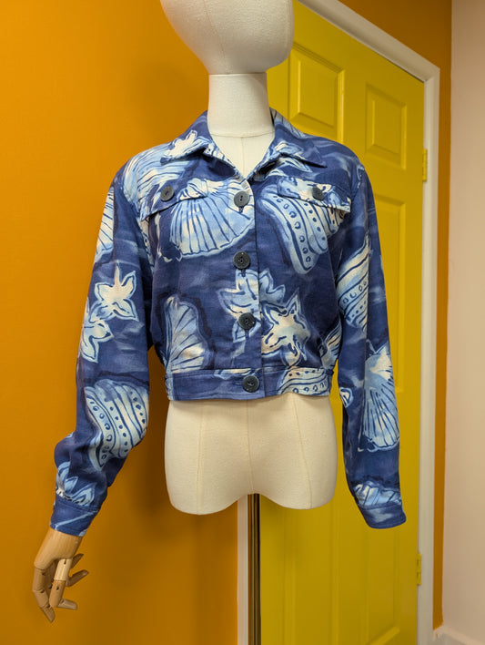 1990s Planet seashell print linen blend jacket - S