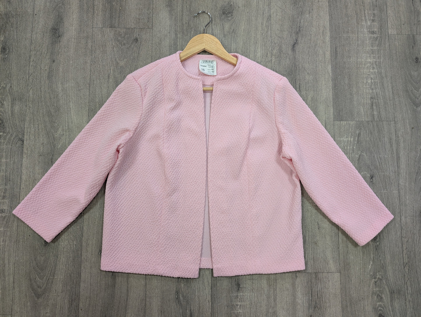1960s St Michael pink crimplene skirt suit - M/12/14