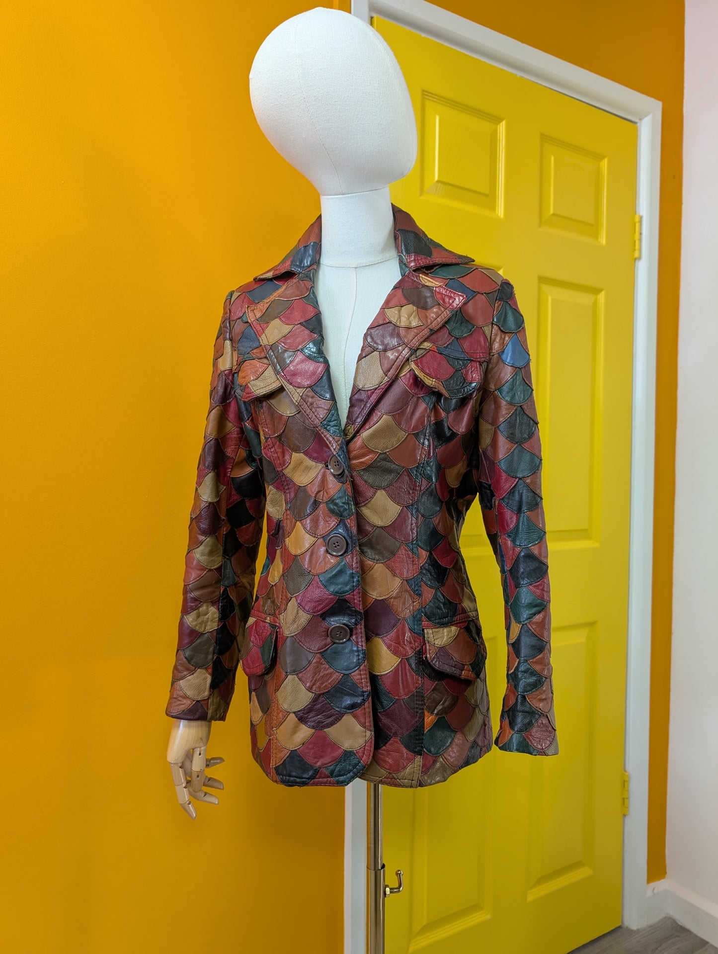 Epic 1970s fish scale leather jacket