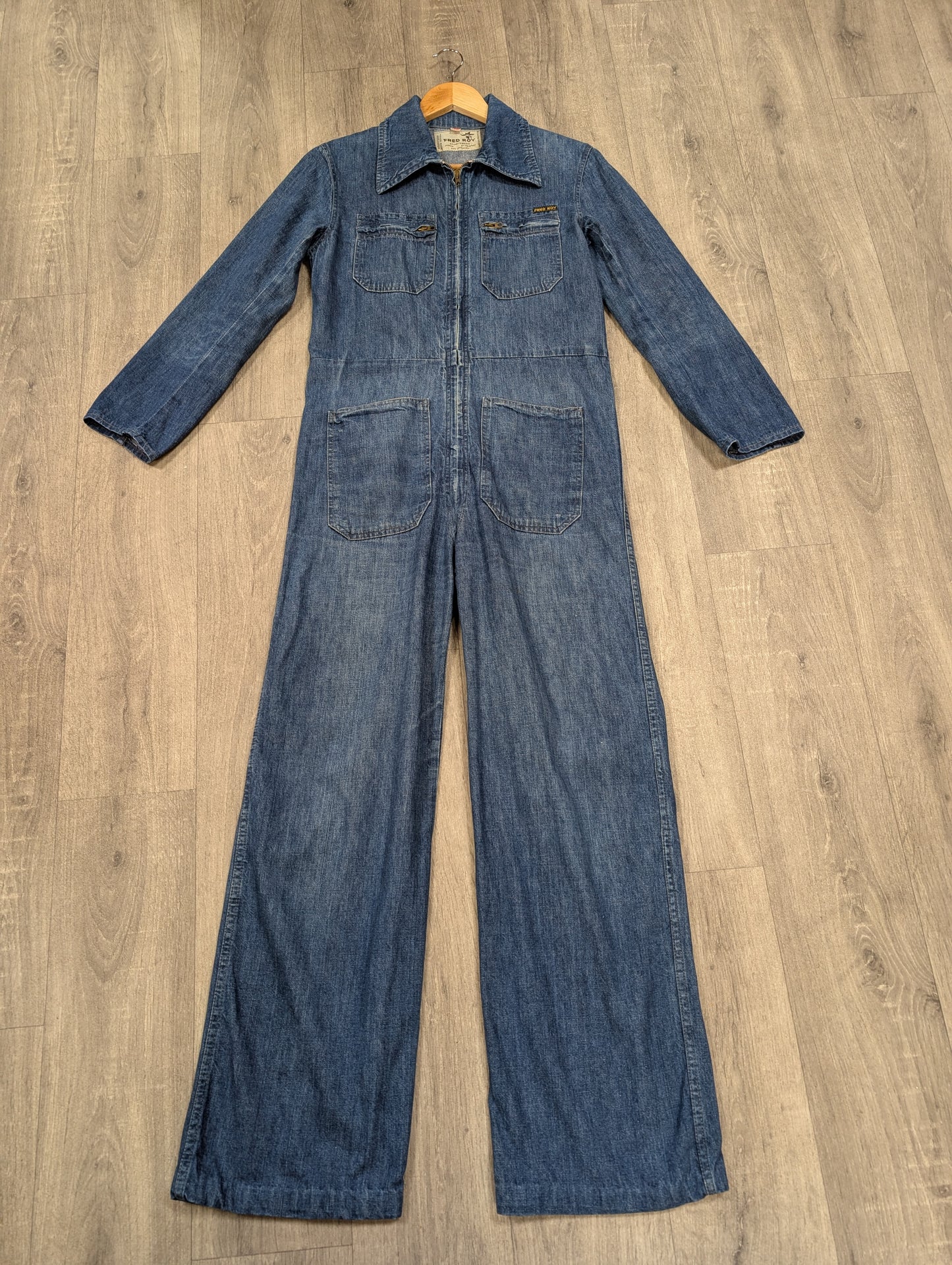 Epic 1970s Fred Roy denim jumpsuit - S/8/10