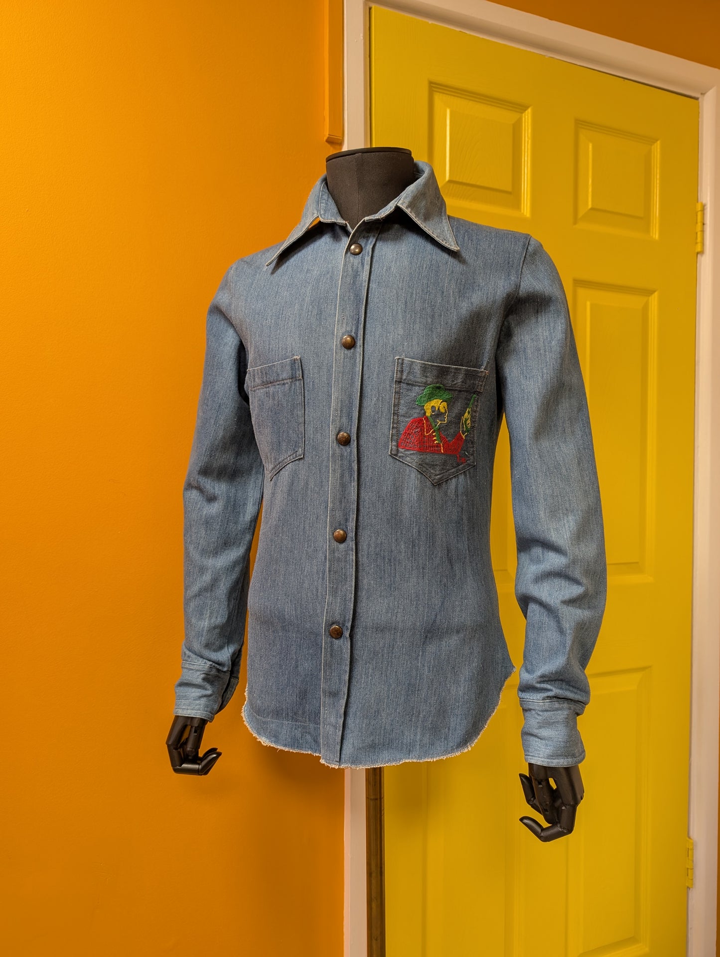 1970s Experience embroidered denim shirt
