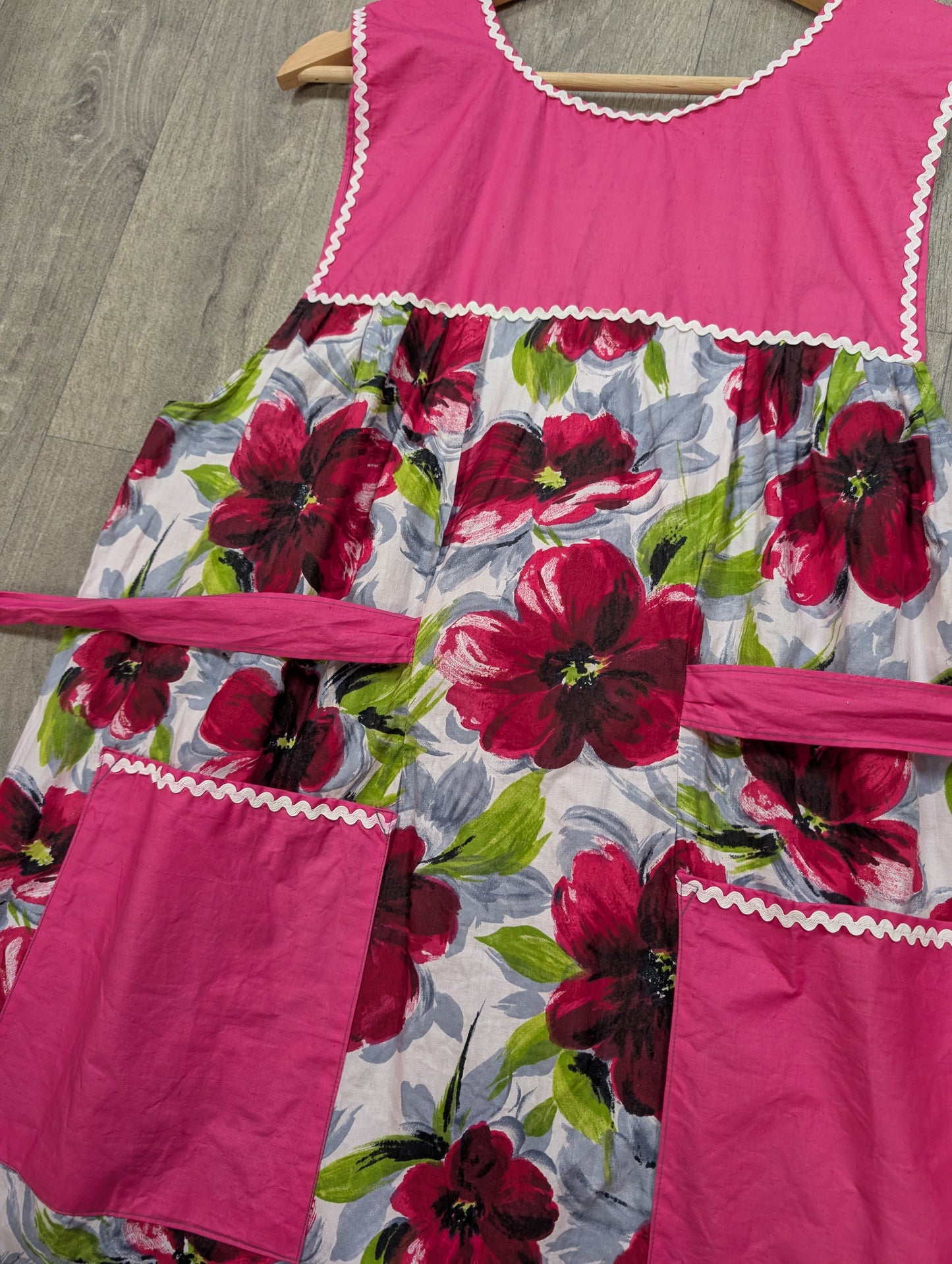 1960s floral cotton apron/overall - M