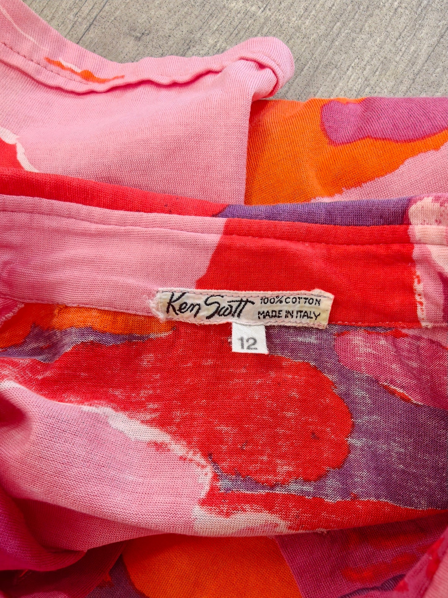 1960s Ken Scott psychedelic pink cotton dress - S/M