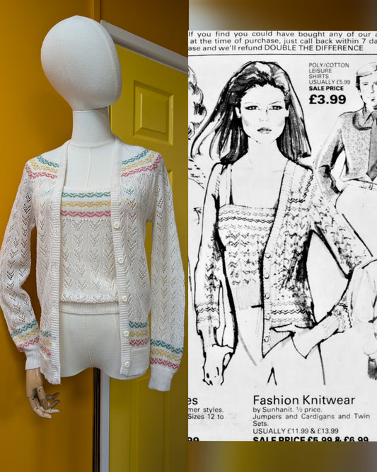 1980s Sunhanit knitted acrylic & lurex 2 piece - XS/S