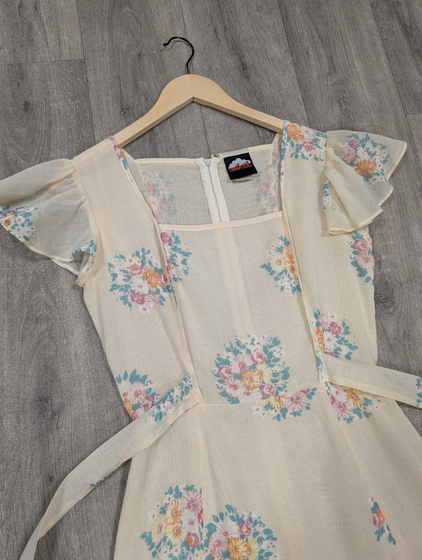 1970s Outlook sheer floral maxi dress - Size 8