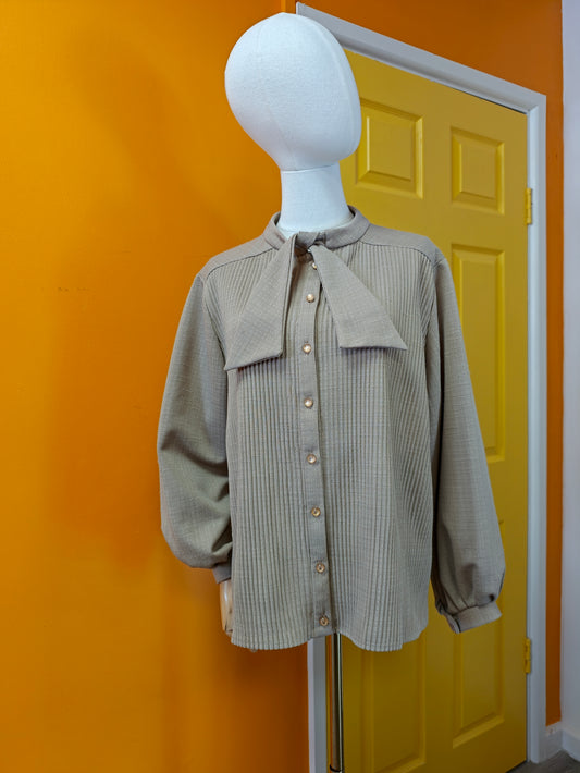 70s/80s tie neck top - L