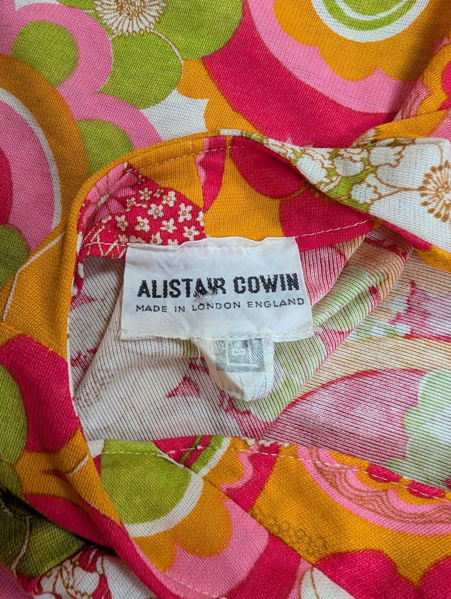 1960s Alistair Cowin psychedelic backless mini dress - S/8