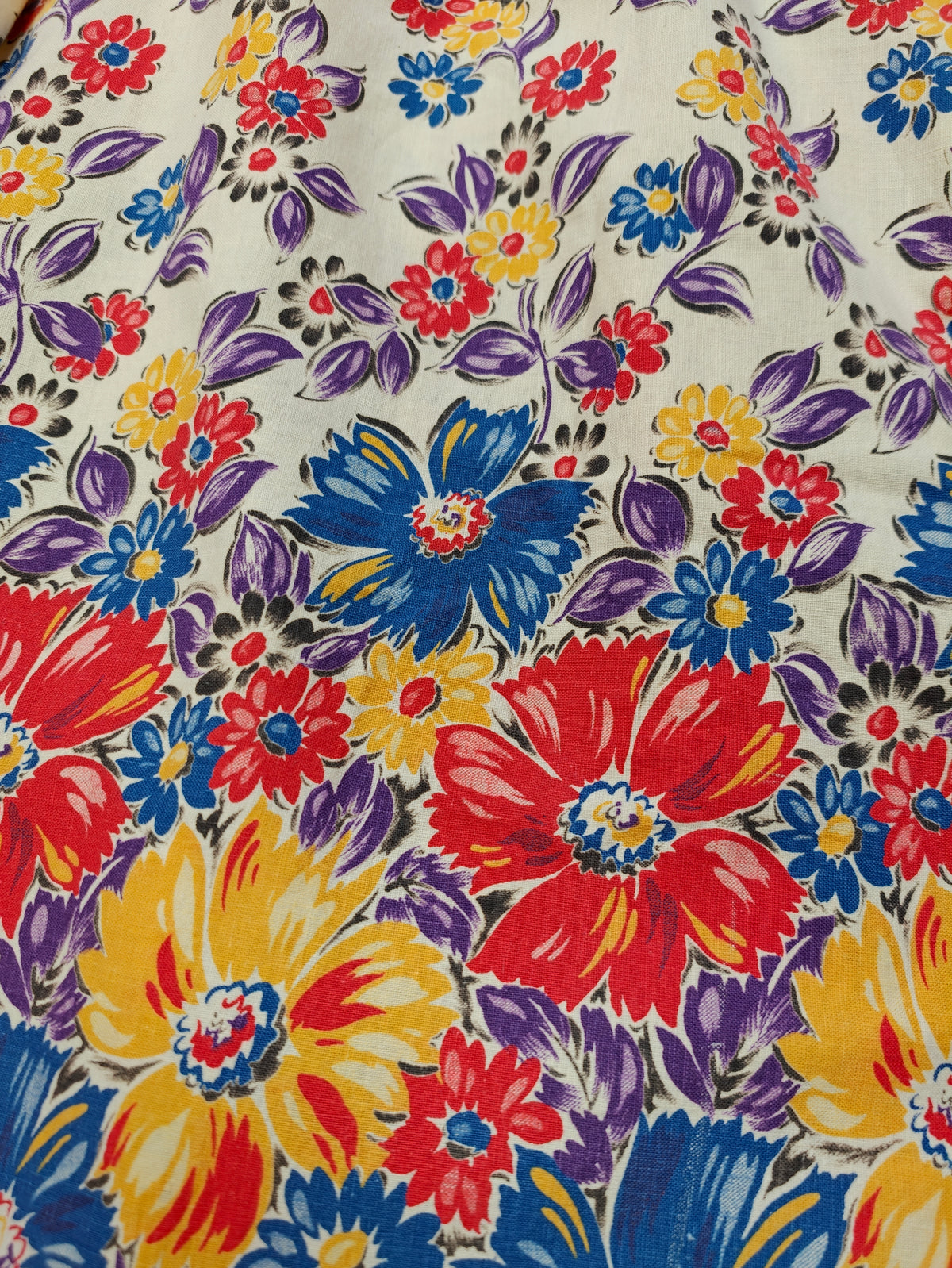 1940s floral cotton chore smock/housecoat