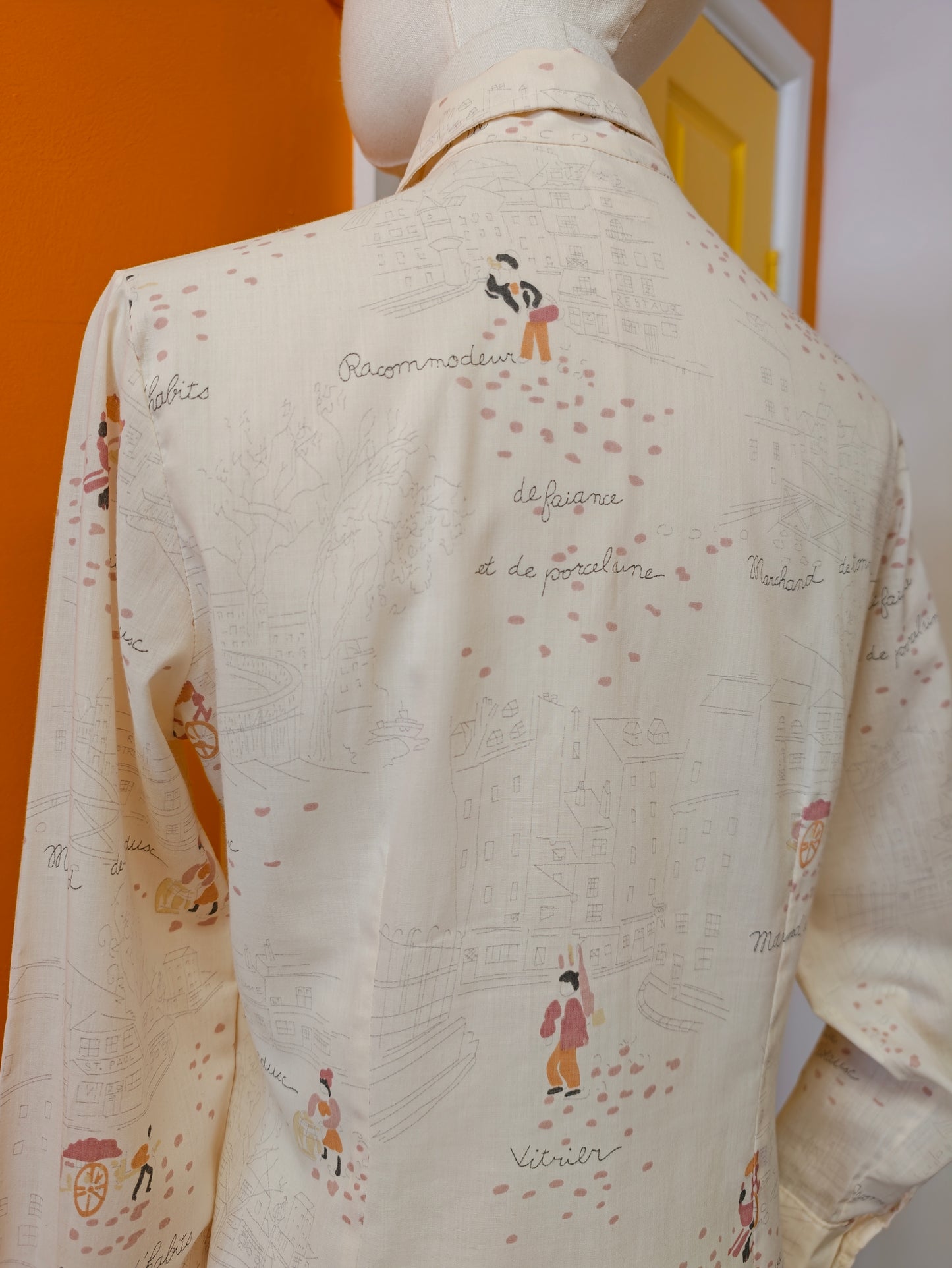 1970s Spinney novelty print dagger collar shirt - S/M