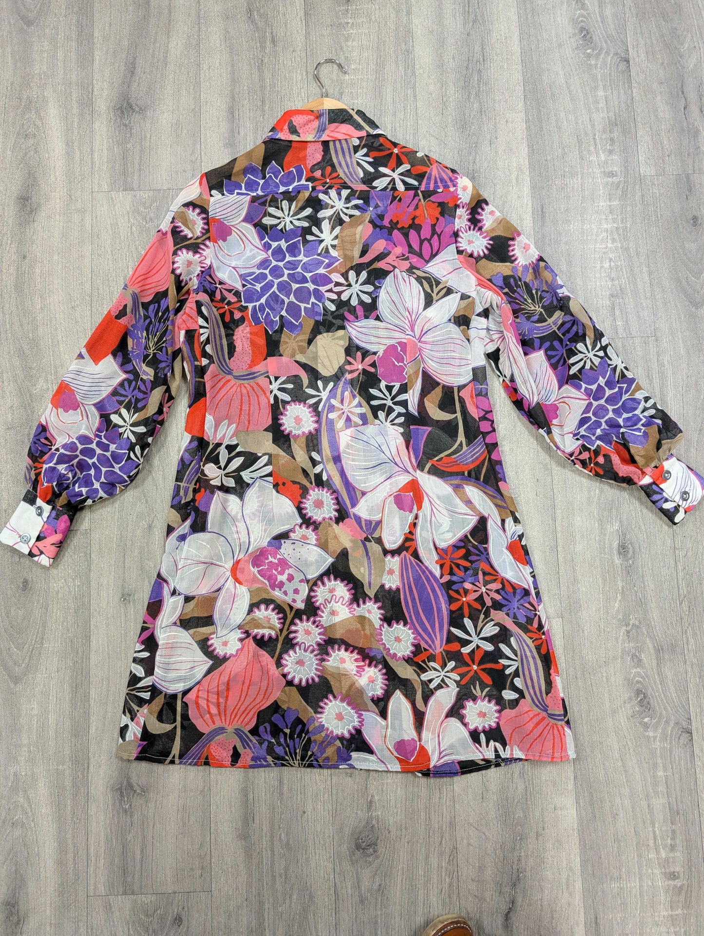 1970s Bernard Freres floral dress - M