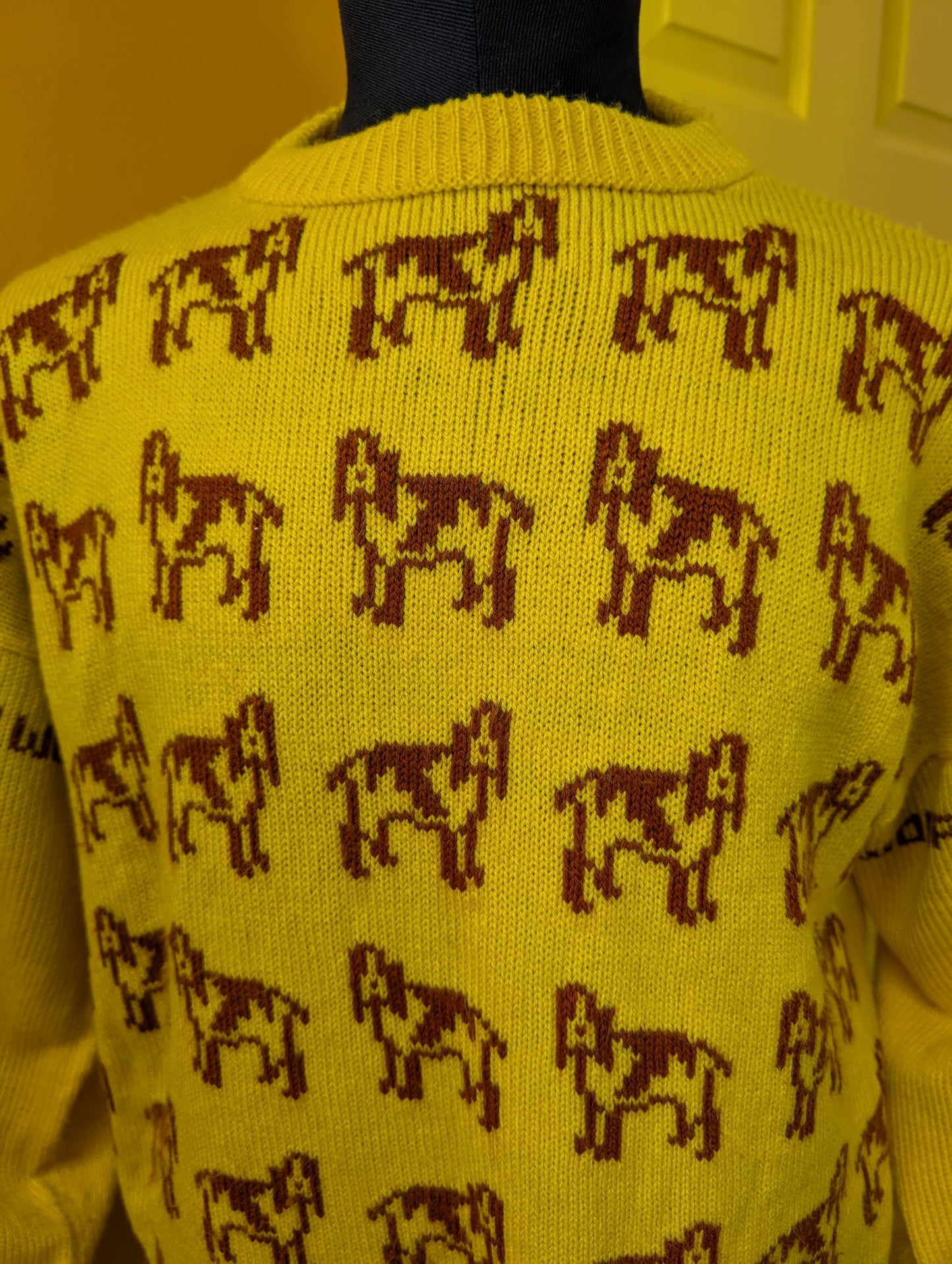 Woof! Yellow knitted dog jumper