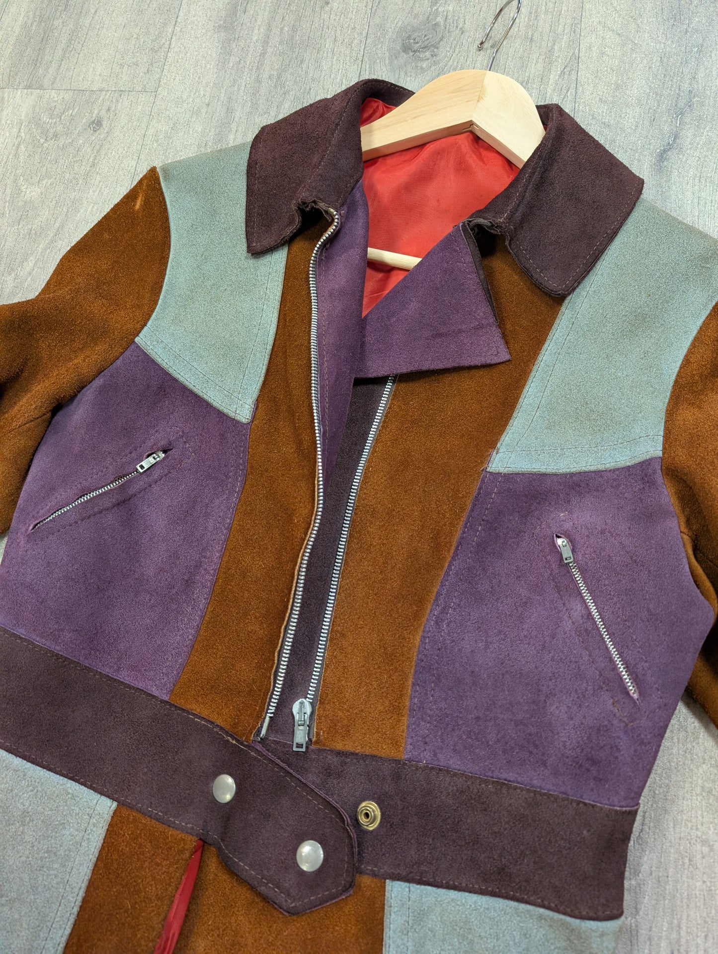 Epic 1970s colour block suede jacket - S/8