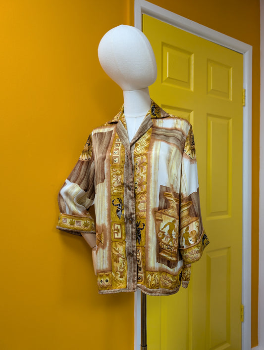 1960s St Michael novelty Egyptian print tricel shirt - M