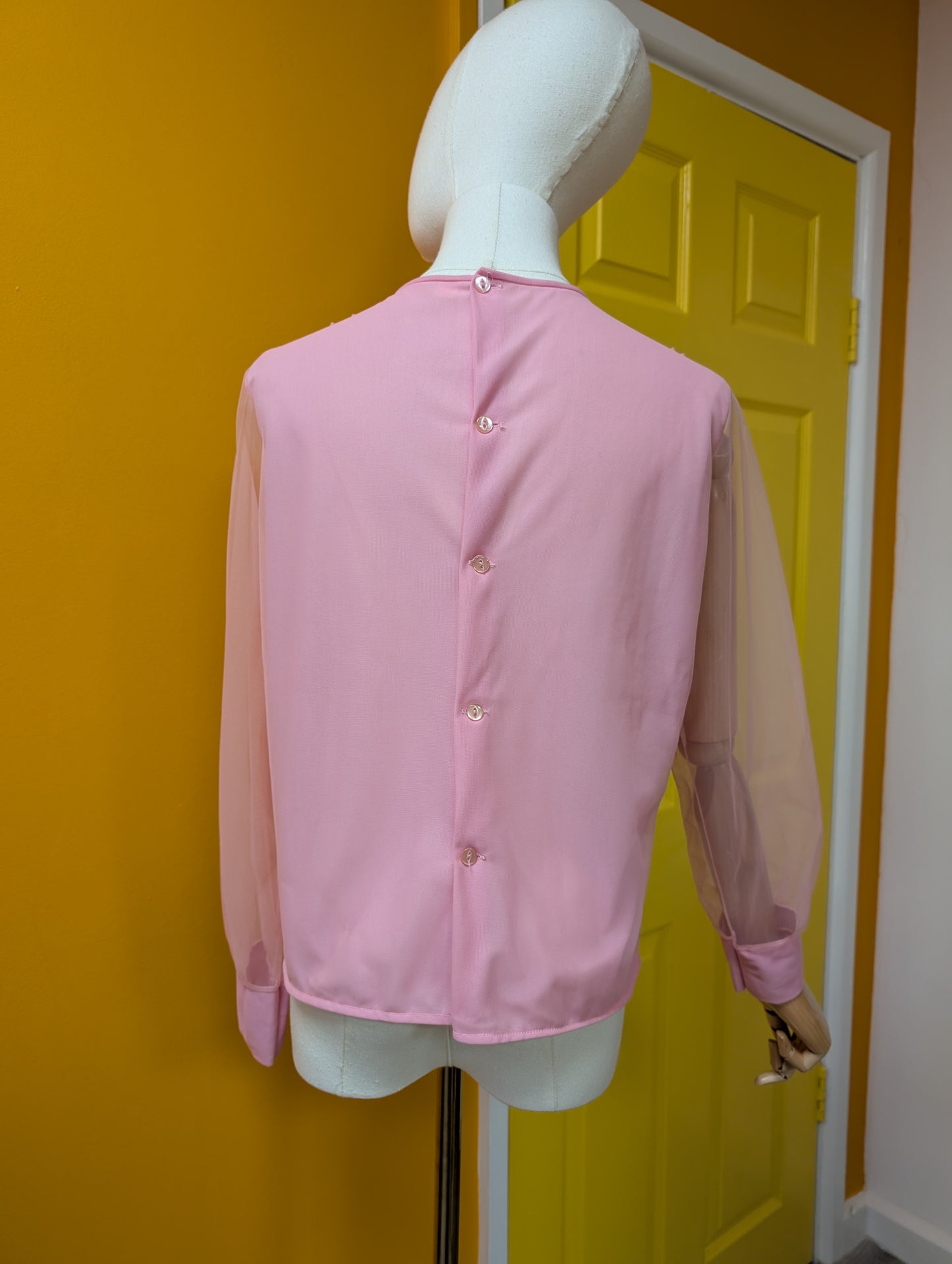 1960s pink nylon blouse - M