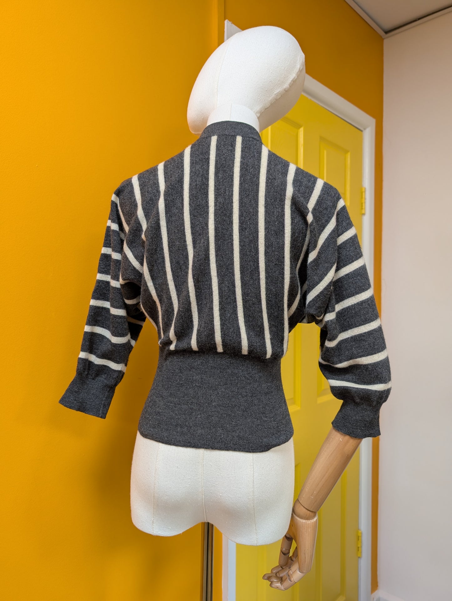 John Laing pure new wool striped batwing jumper - XS