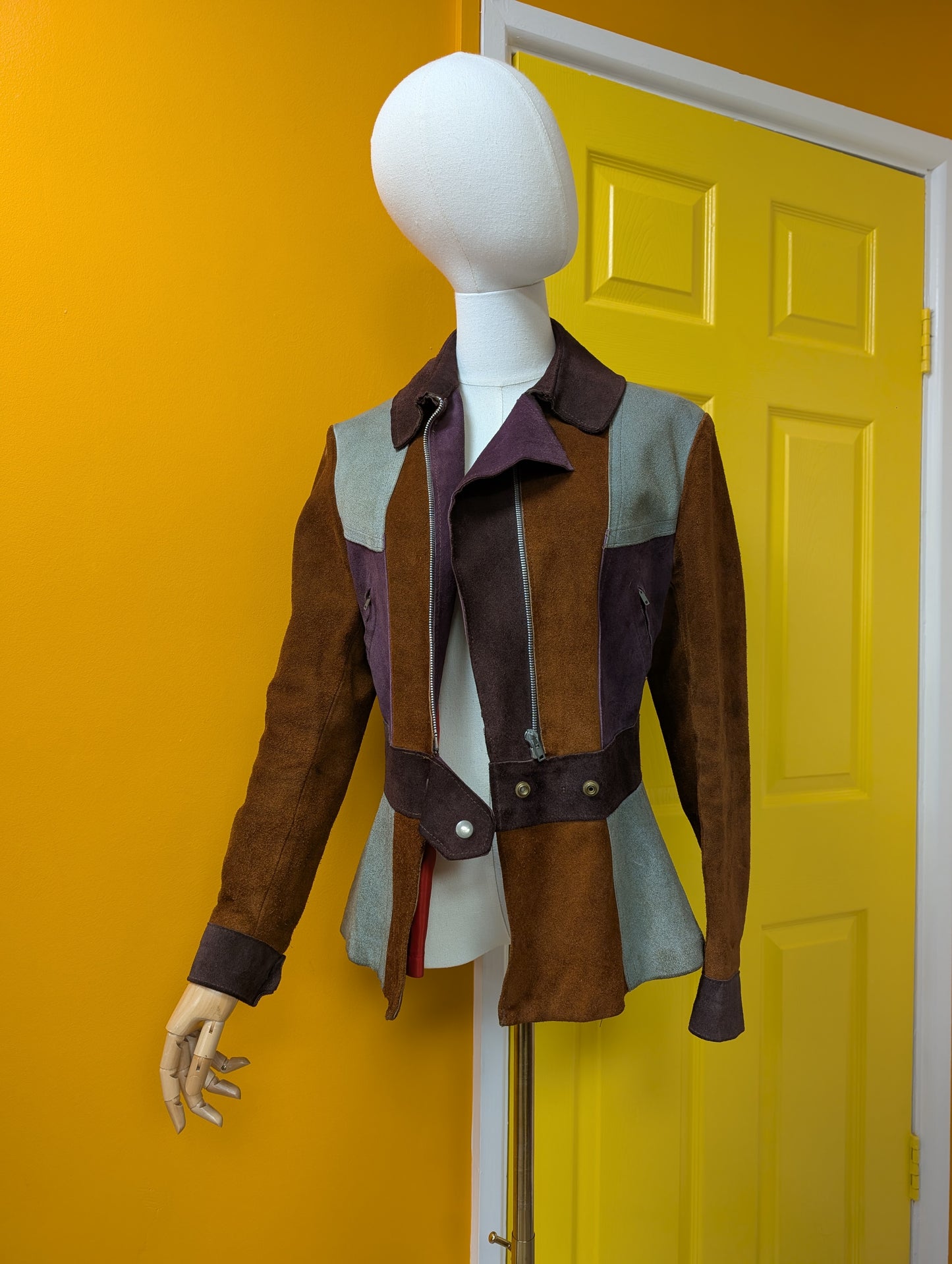 Epic 1970s colour block suede jacket - S/8