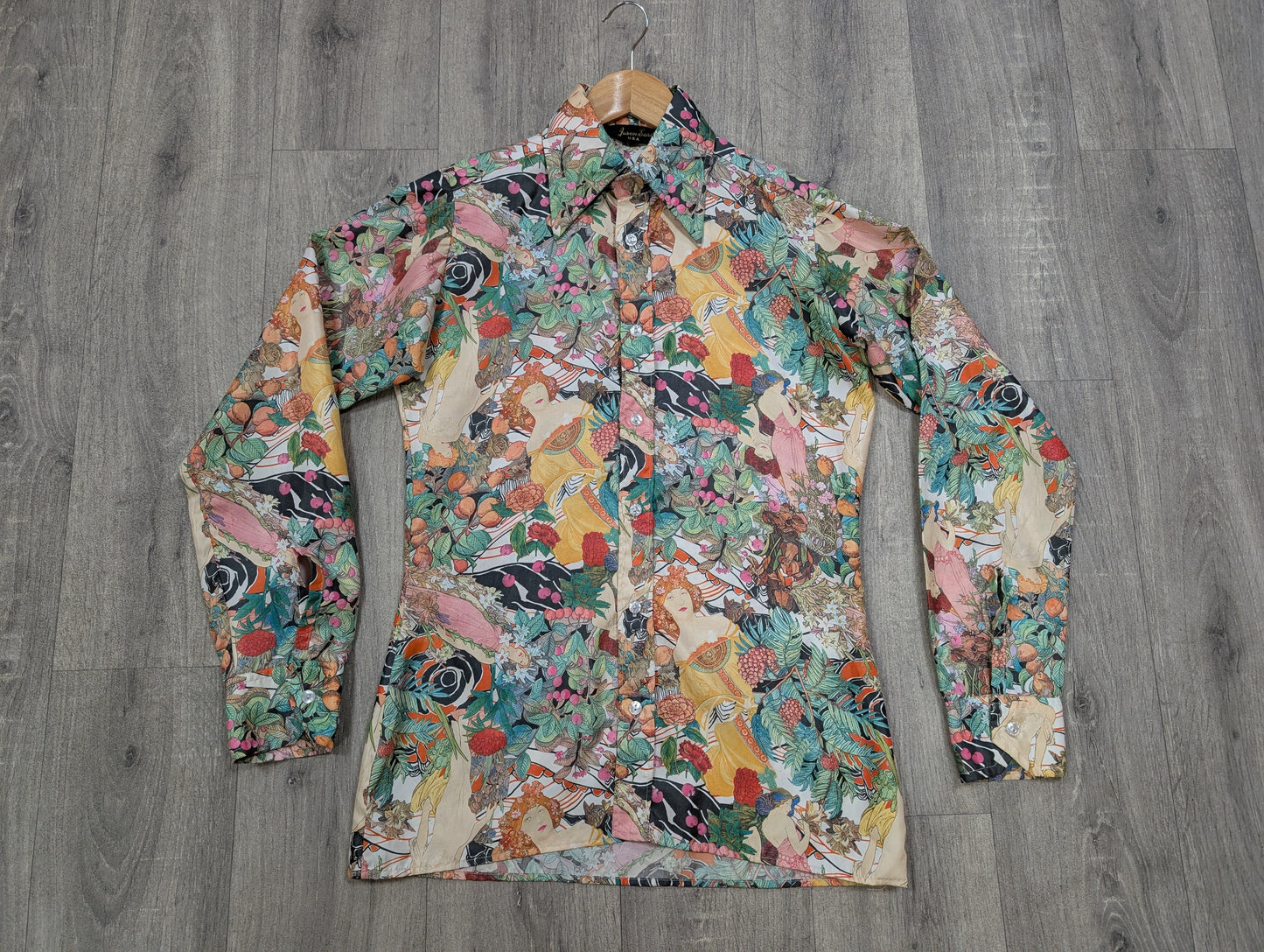 1970s Jason Earl novelty Alphonse Mucha print shirt