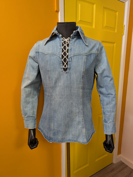 1970s Brittania lace up denim shirt