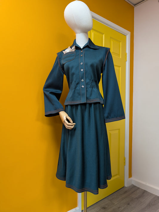 1970s Jean & Martin Pallant green wool suit - XS/S/6/8