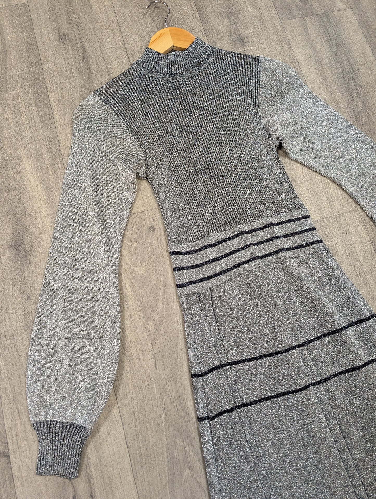 1970s Ian Peters silver lurex maxi dress - XS/6