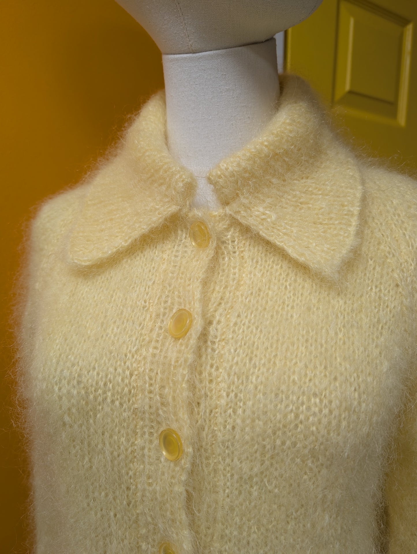 1960s yellow mohair cardigan - XS
