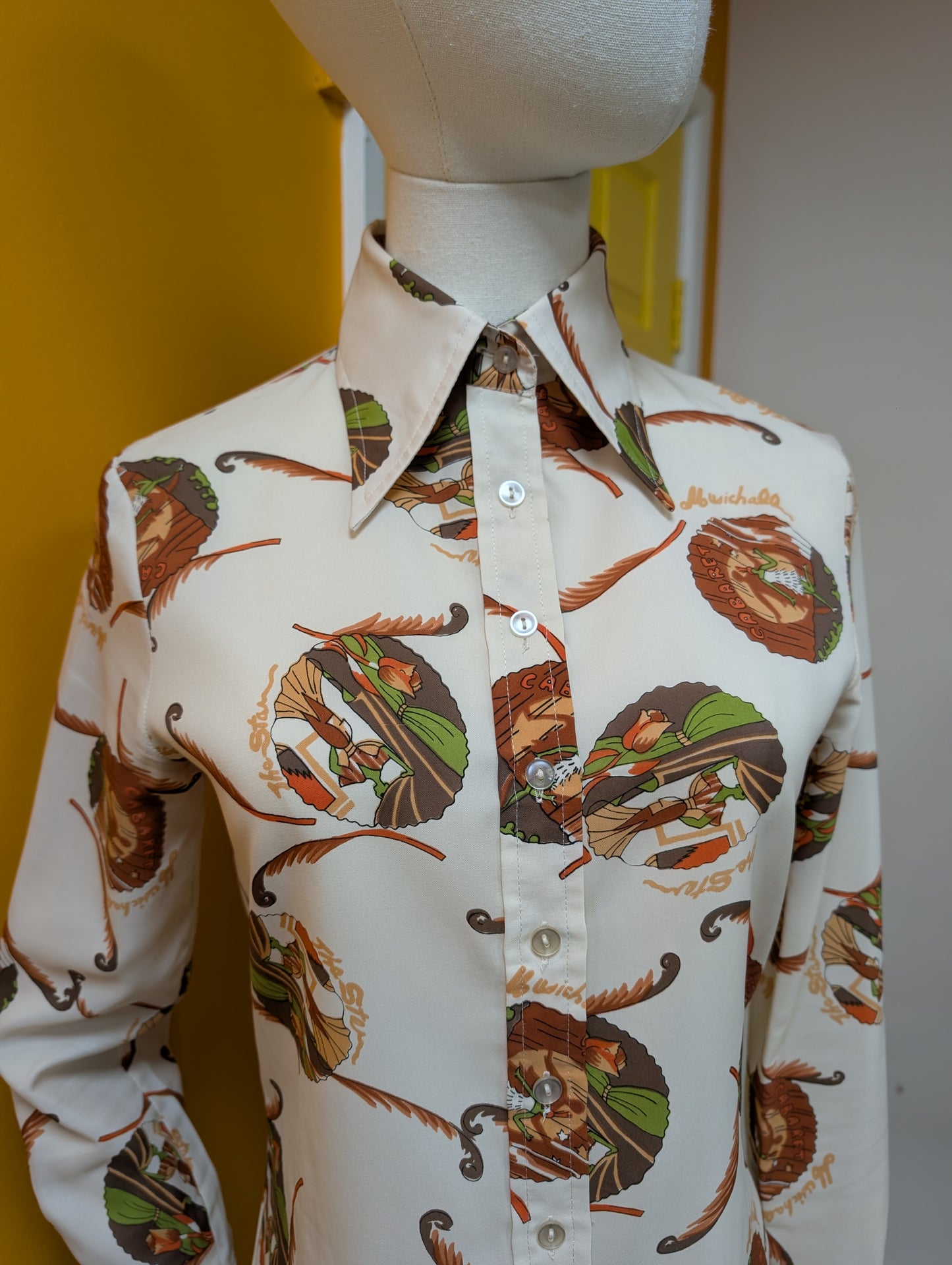1970s Miss Pigalle novelty cabaret print shirt - XS/S
