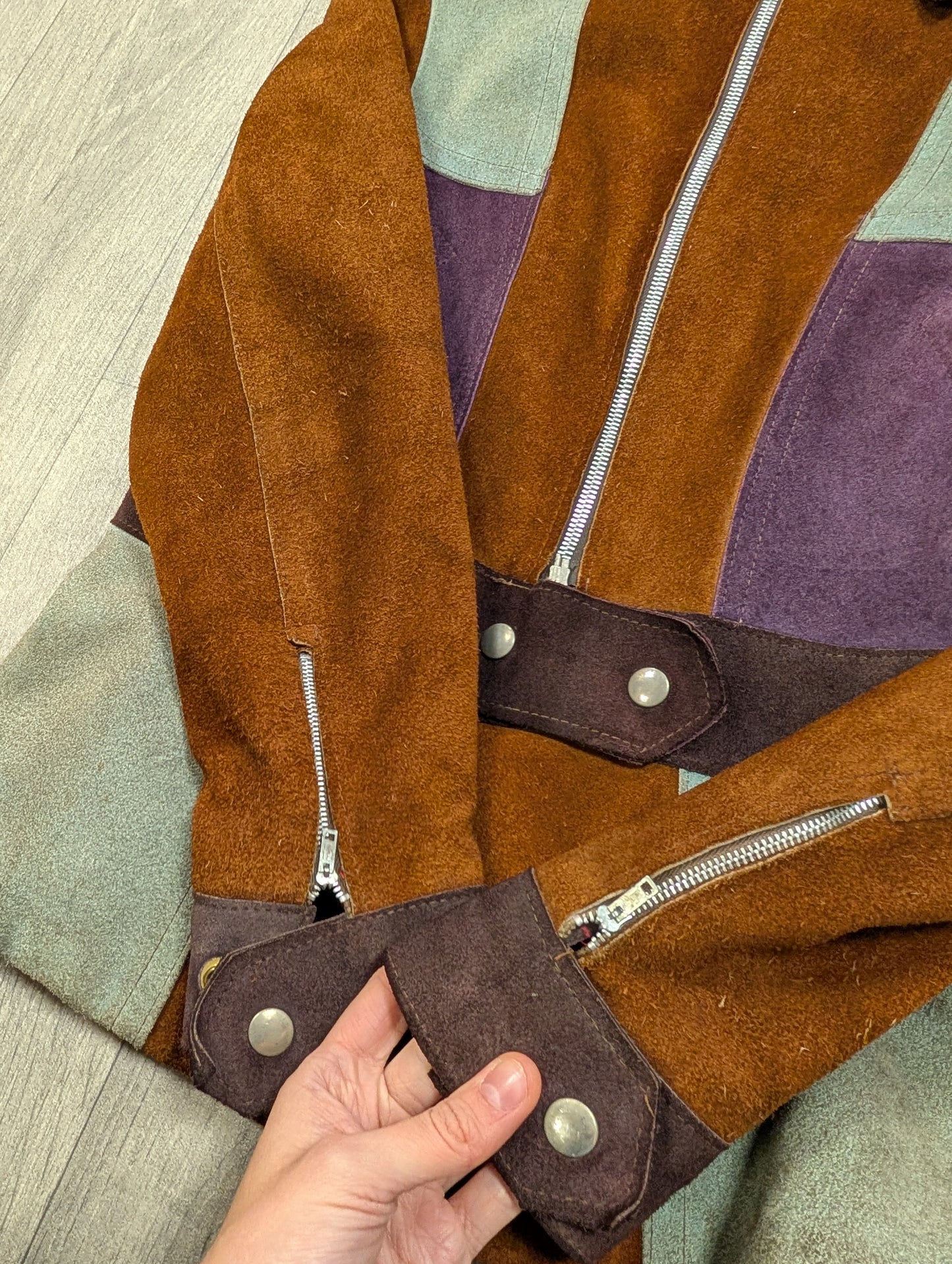 Epic 1970s colour block suede jacket - S/8