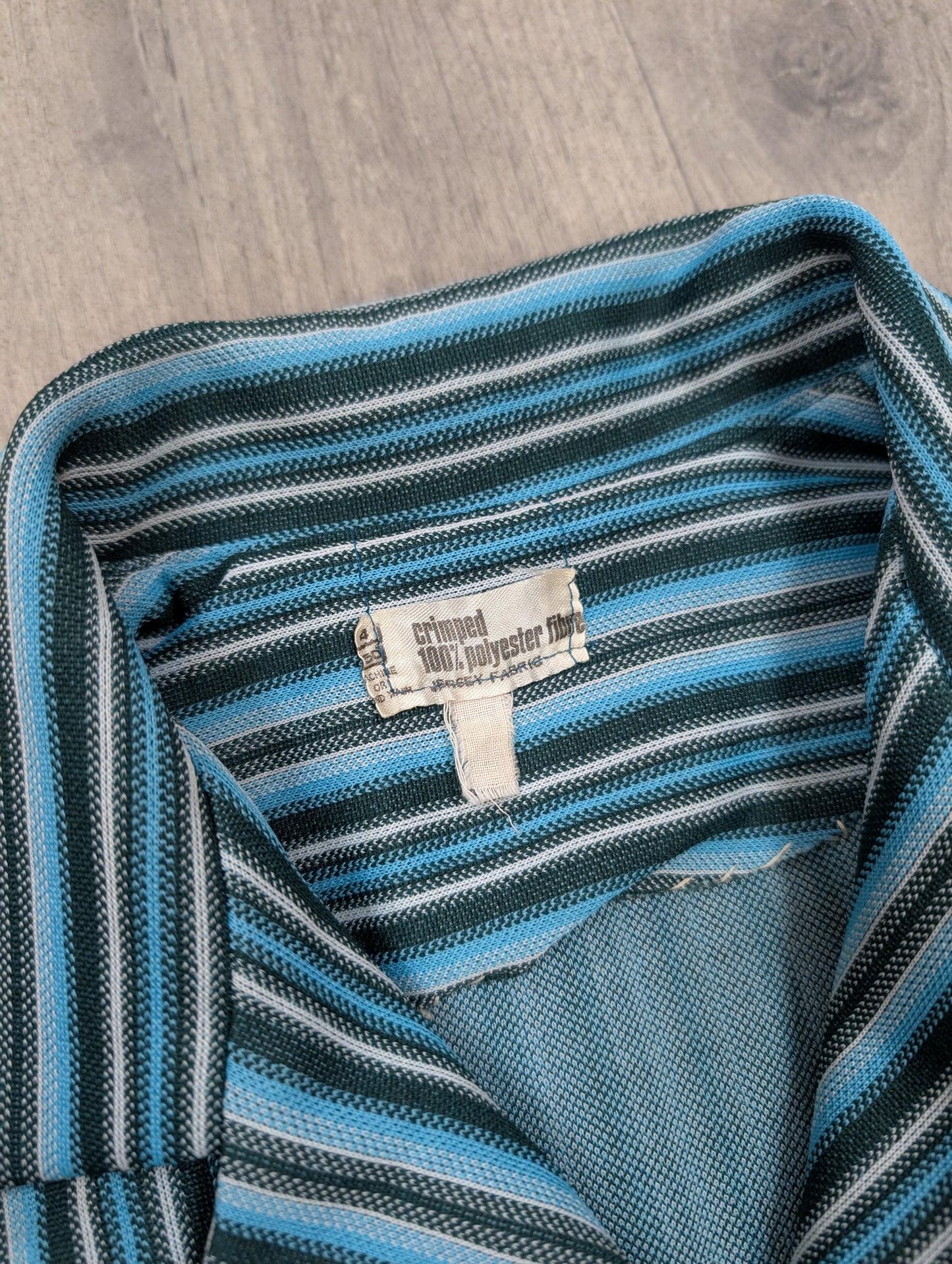 1960s striped crimplene dress - L/18