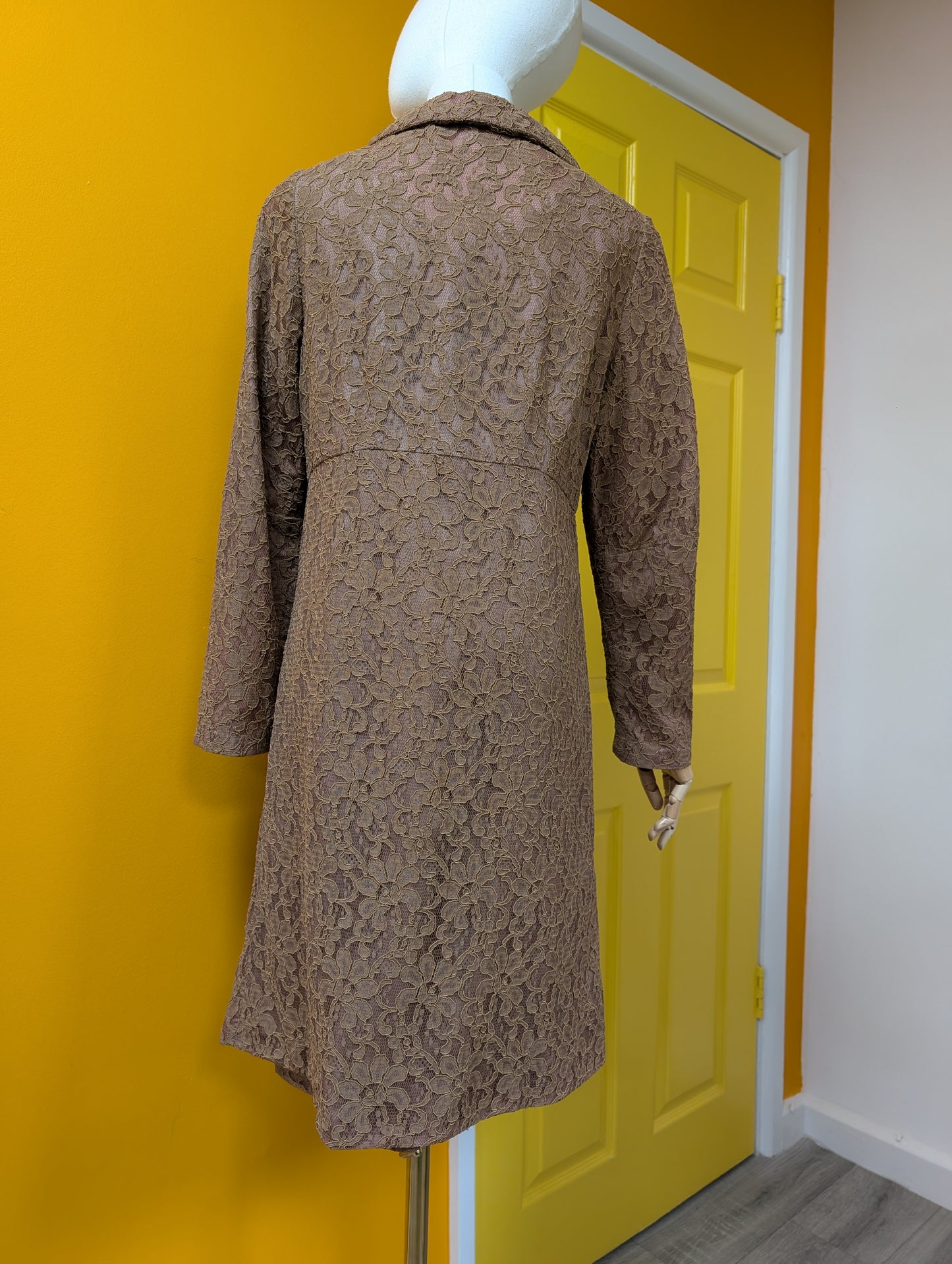 1960s Devonshire Lady brown lace dress suit - S/10