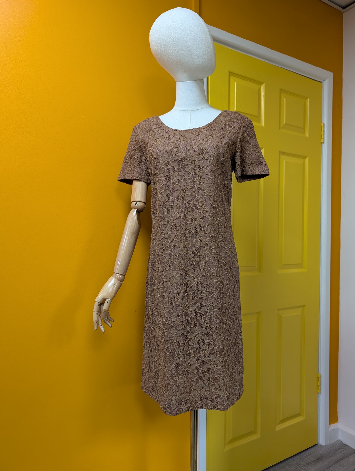 1960s Devonshire Lady brown lace dress suit - S/10