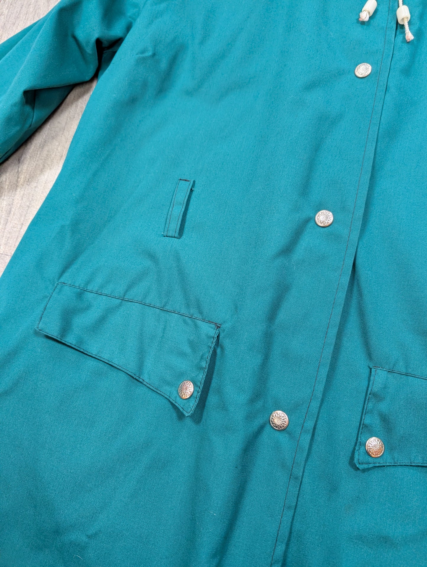 1970s green anorak with red fleece lining - S