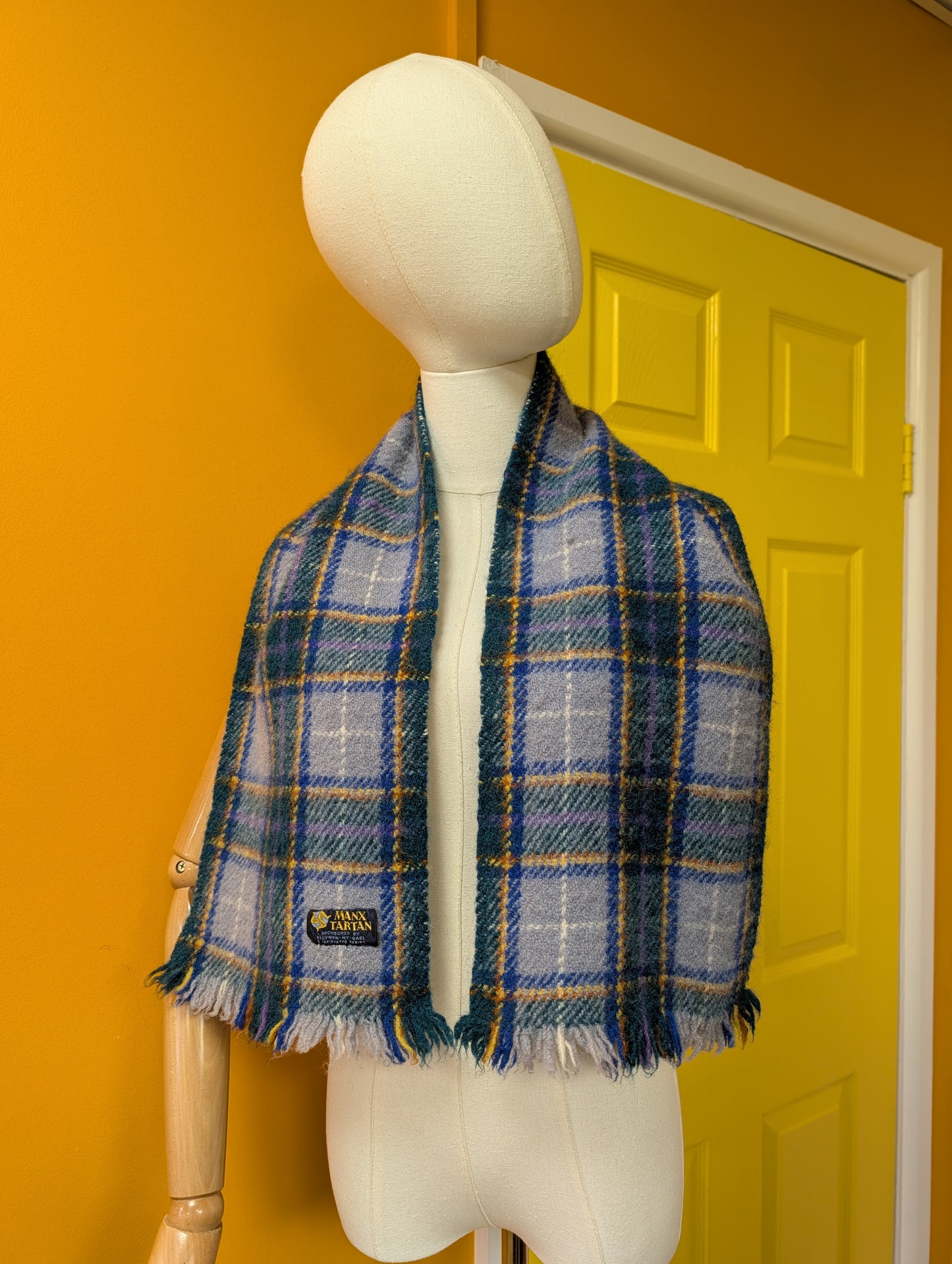 Manx tartan wool & mohair scarf