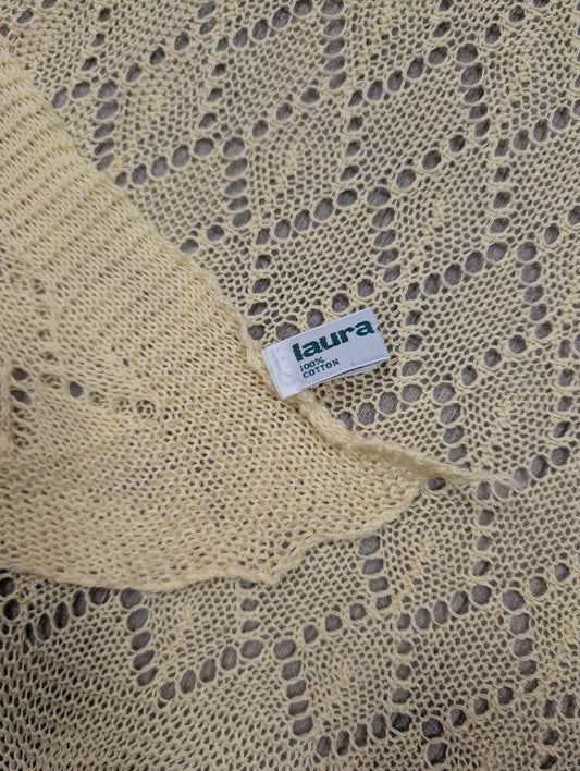 80s/90s Laura Ashley yellow cotton shawl/scarf
